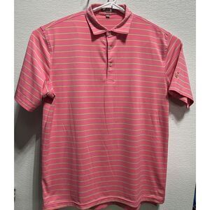 Peter Millar Summer Comfort Short Sleeve Polo‎ Shirt Pink Striped Size Large